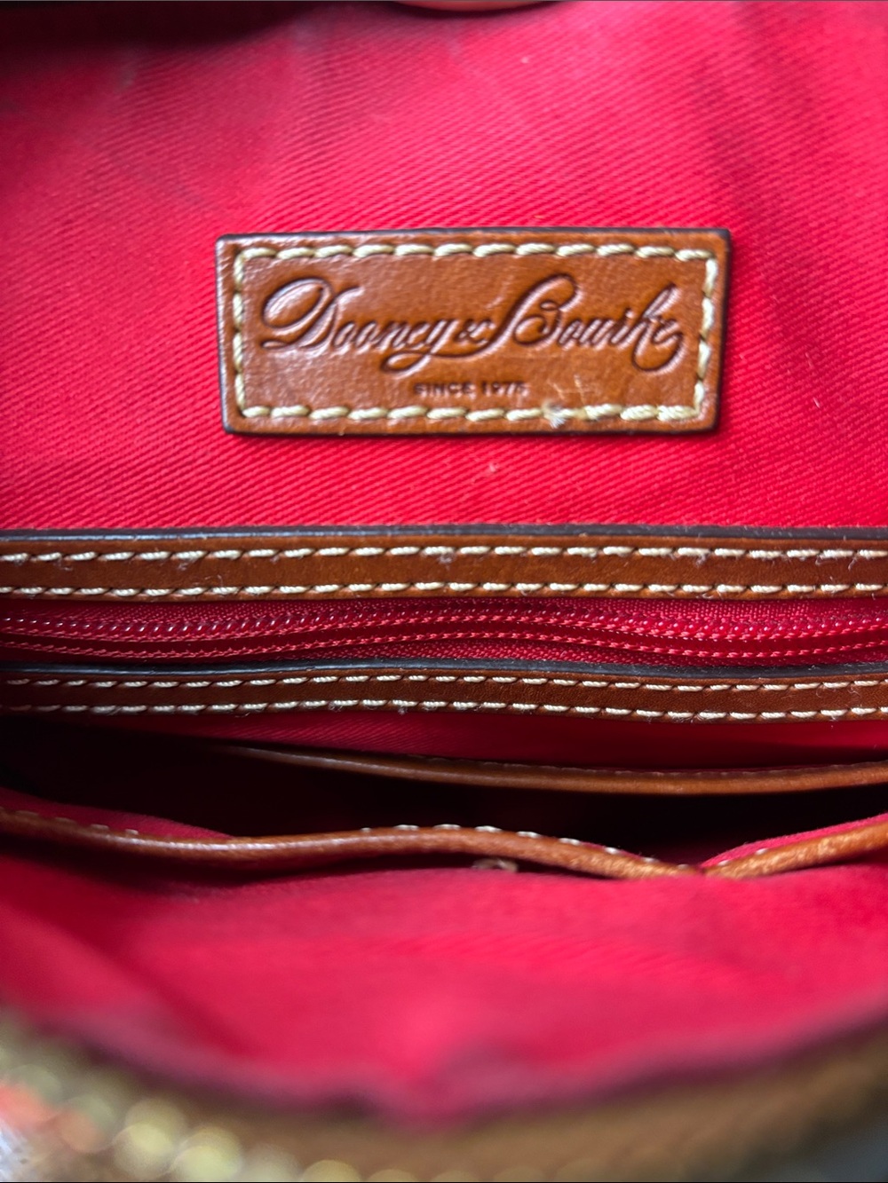 Dooney & Bourke Pebbled Grain Crossbody Orange Leather Bag with Red Interior - Picture 9 of 16